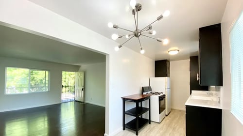 Kitchen and Living Room at Jefferson Street Apartments at Santa Clara, CA 95050