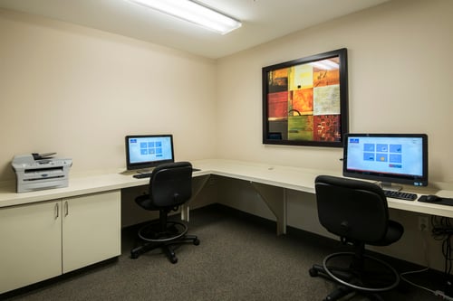 Guest computer station with printer