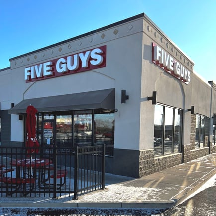 Five Guys Maumee: Cheeseburger, hot dog, fries, and milkshakes in