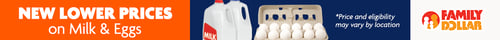 Family Dollar's Reduced Milk & Eggs Banner