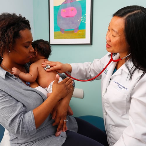 Dr. Mangham with a patient at Cook Children's Pediatrics Keller - Parkway