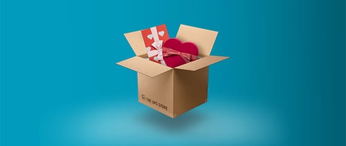 An open shipping box with gifts