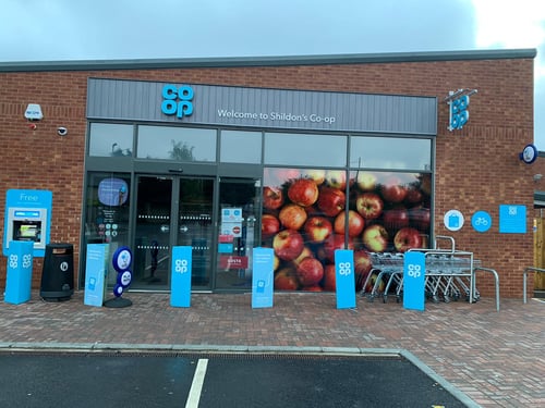The front entrance of Shildon's Co-op