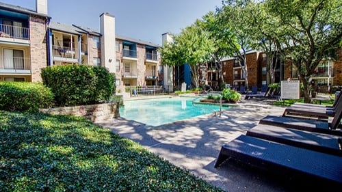Pool view at The Manhattan Apartments, Texas