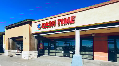 Cash Time Goodyear storefront at Dysart Crossing near Dysart and Van Buren offering title loan buyouts, registration loans, and personal loans with same day cash
