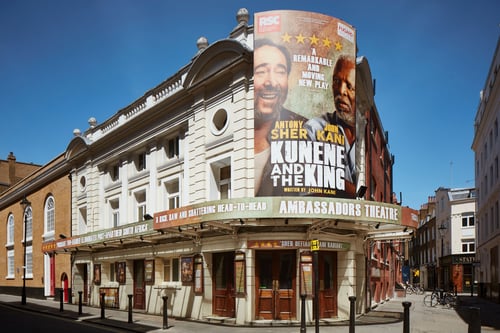 Wide view of the Ambassadors Theatre