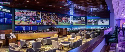 Watch the races or your favorite games on state-of-the-art viewing screens in Caesars Race & Sportsbook at Harrah's Las Vegas.