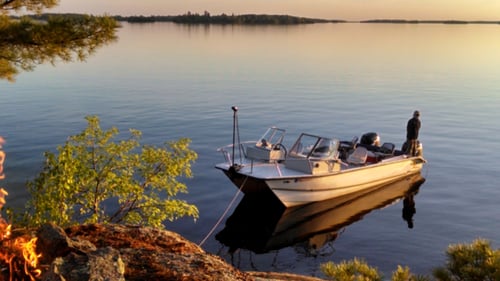 fishing boat on the lake
