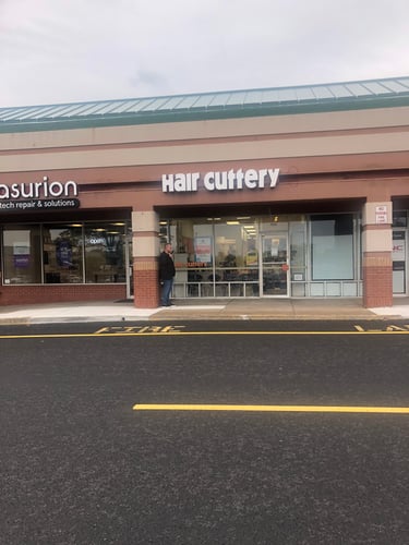 The front entrance of Hair Cuttery at Langhorne Square Shopping Center.