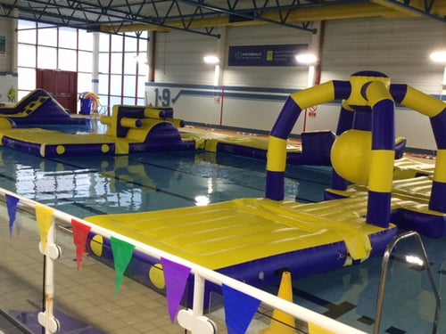 Inflatables in the main swimming pool at Strode Leisure Centre