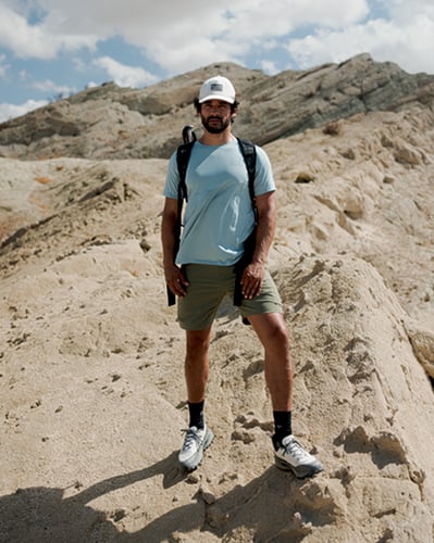 Man standing on a rocky mountain
