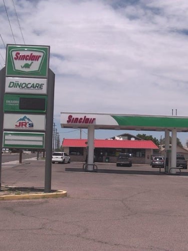 Sinclair gas station fueling island