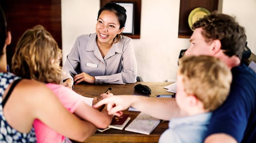 Family having a conversation with a safety expert