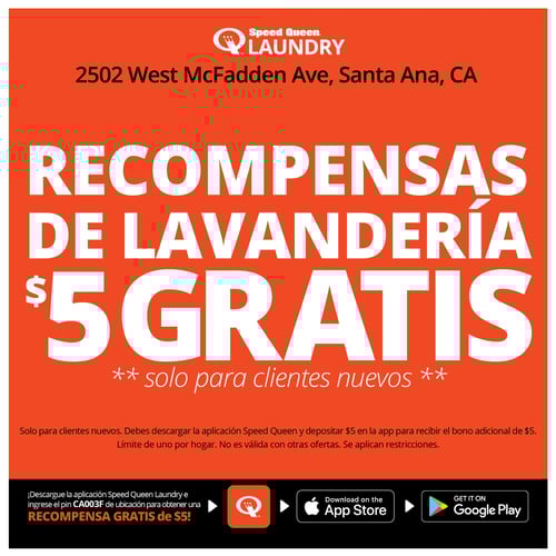 Recompensas de lavanderîa $5 gratis