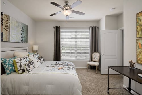 Master Bedroom Feels Large and Spacious with Impressive 9 Foot Ceilings and Large Walk-In Closets at Cambridge Square Apartments, Overland Park, KS 66211