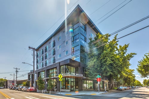 Building Exterior at The Wilcox Apartments in Ballard, Seattle, WA 98107