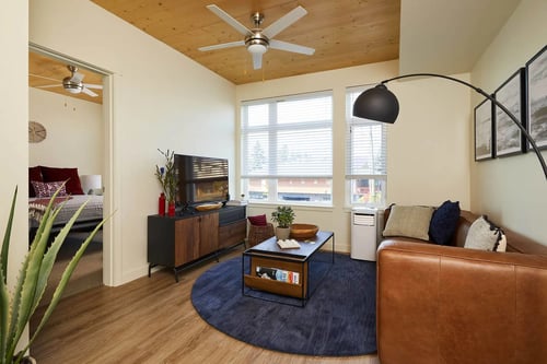Living Space at Postmark Apartments in Shoreline, WA