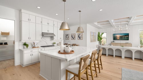 Well-designed gourmet kitchens with oversized center islands