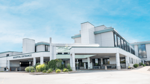 Exterior image of Rochester Regional Health Unity Hospital main entrance