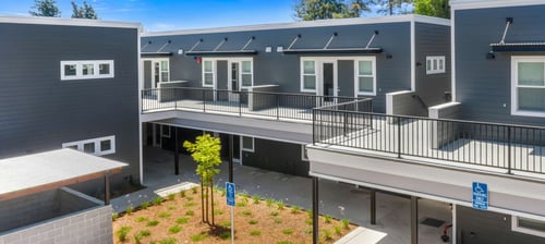 outdoor view of apartments with landscaping at Edgeway Plaza, Rohnert Park, CA 94928