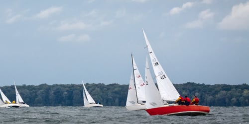 A scenic view of silboats on Lac St-Louis.