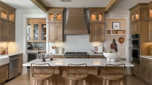 Grand open kitchens with premium finishes and large center islands