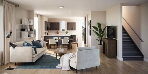A modern living room at The Village at Hawk View, Reno, Nevada.