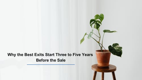 minimalist image with plant and text that read: Why the best exists start three to five years before the sale.