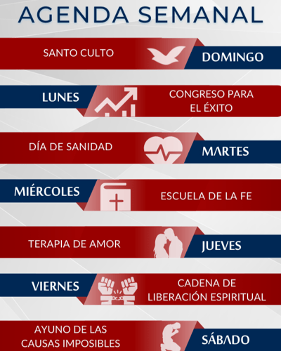 Agenda Semanal de la Iglesia Universal mas cercana a usted