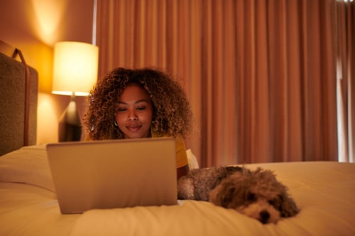 Content creator on laptop