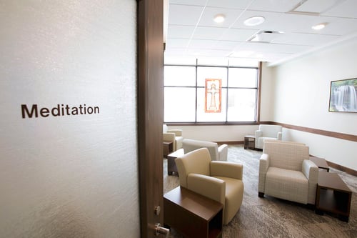 The Meditation Room is respectful of all faiths, and is a quiet place for prayer, meditation or quiet reflection for residents, small group meetings and visiting family.