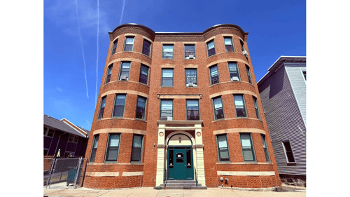 Apartment building at Logo Apartments, Roxbury, MA