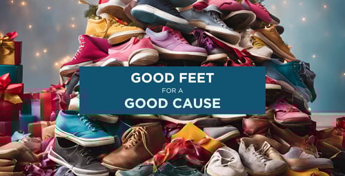 pile of shoes being donated