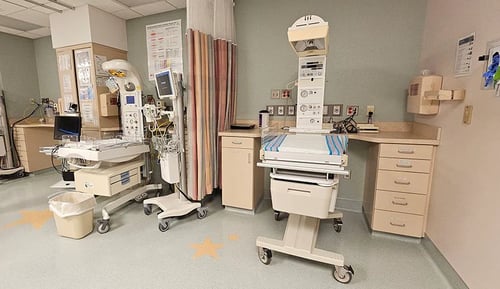 Infant warmers and other equipment in the nursery