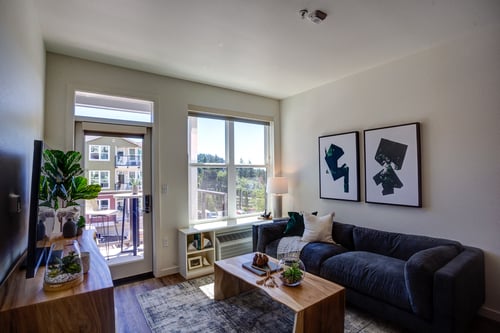Living room at Commons at Sylvan Canyon Apartments, Portland, OR
