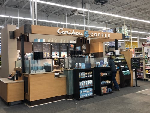 Storefront of the Caribou Coffee at 113 6th Avenue SE in Watford City