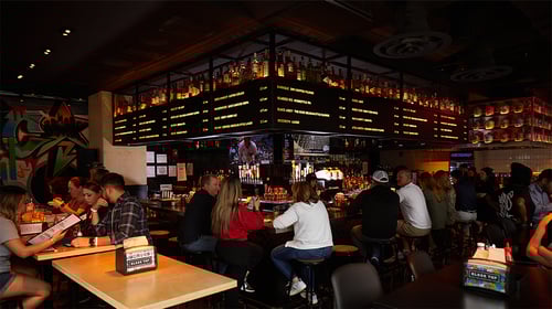 Customers sitting inside Black Tap Craft Burgers & Beer in Nashville, Tennessee.