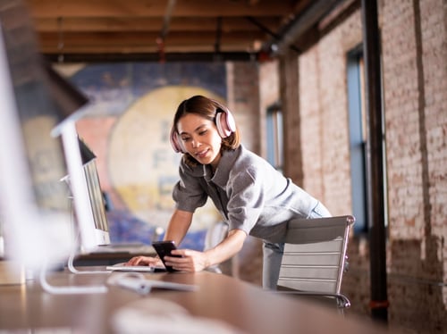 Agency business using business symmetrical speeds at the office in Minnetonka,  MN.