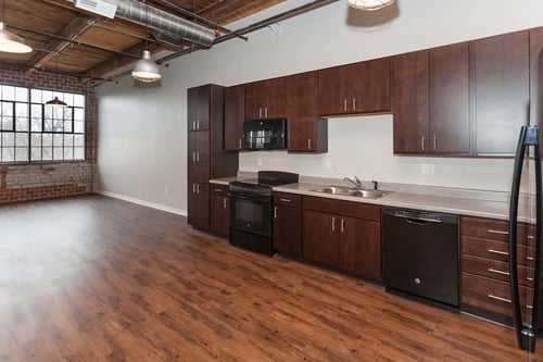 Large open space living with kitchen, Spaulding Lofts, Grinnell, IA, 50112
