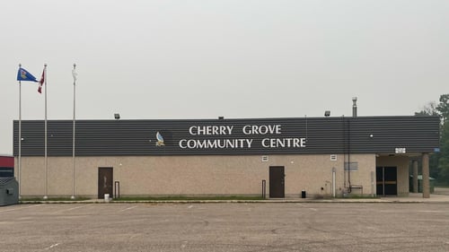 While the meetinghouse is being rebuilt the congregation is temporarily meeting in the Cherry Grove Community Centre.