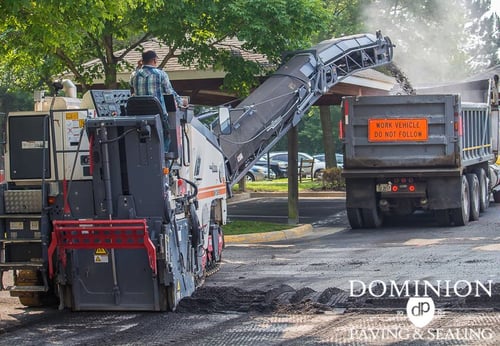 Dominion Paving Contractor Using a Asphalt MIlling Machine
