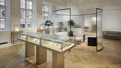 Interior View of Klarlund Bucherer displaying jewellery and center lounge
