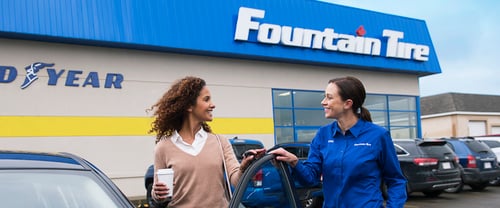 Exterior of fountain tire store