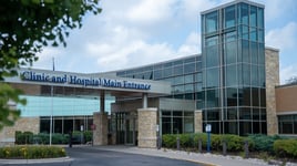 exterior photo of main entrance to Aspirus Langlade Hospital and Aspirus Antigo Clinic in Antigo, WI