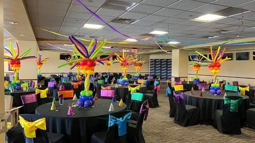 Party Setup in Private Room Full of Balloons