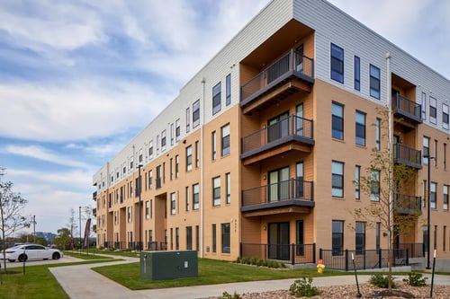 Exterior view of the building at Parallel in Omaha, NE, 68106