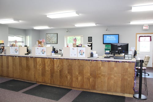 River Valley Credit Union’s Edmore branch with teller stations and customer service area visible.