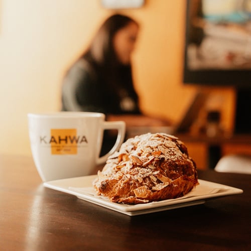 Kahwa Coffee and almond croissant