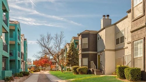 Row of apartment buildings at Prisma, Albuquerque, 87114