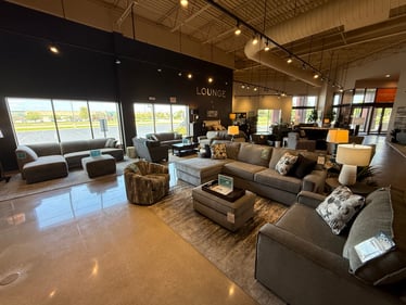 Custom sofa chaise at Slumberland Furniture Champaign.